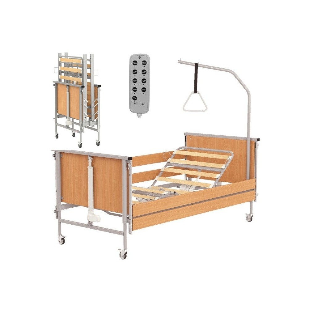 Medilife Care - łóżko rehalibiltacyjne medyczne elektryczne. 90x200cm do 215kg, stelaż drewniany