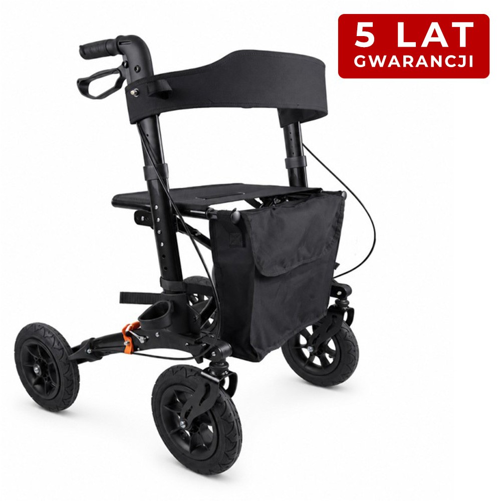 MEDILIFE GRAND BALKONIK CHODZIK DLA SENIORA TERENOWY Z SIEDZISKIEM - BLACK